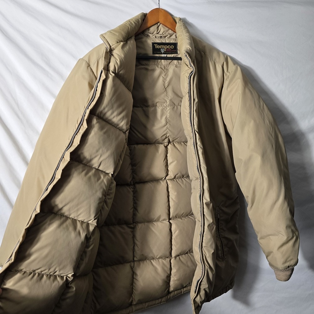 Vintage Womens Tempco Down Jacket Beige size M/L Winter Insulated
